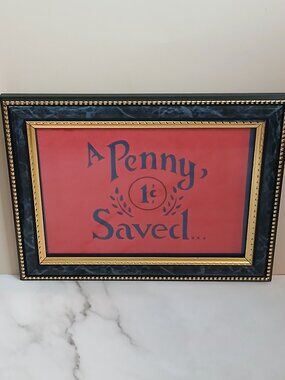 Framed "A Penny Saved..." Scherenschnitte Hand Paper Cutting-By Shirley-Red